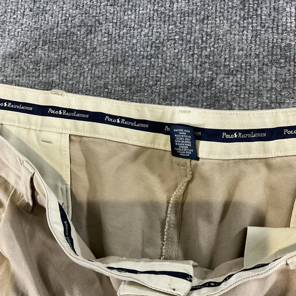 Vintage Polo Ralph Lauren Pleated Chino Pants Mens 40x30 Khaki Classic Fit VTG